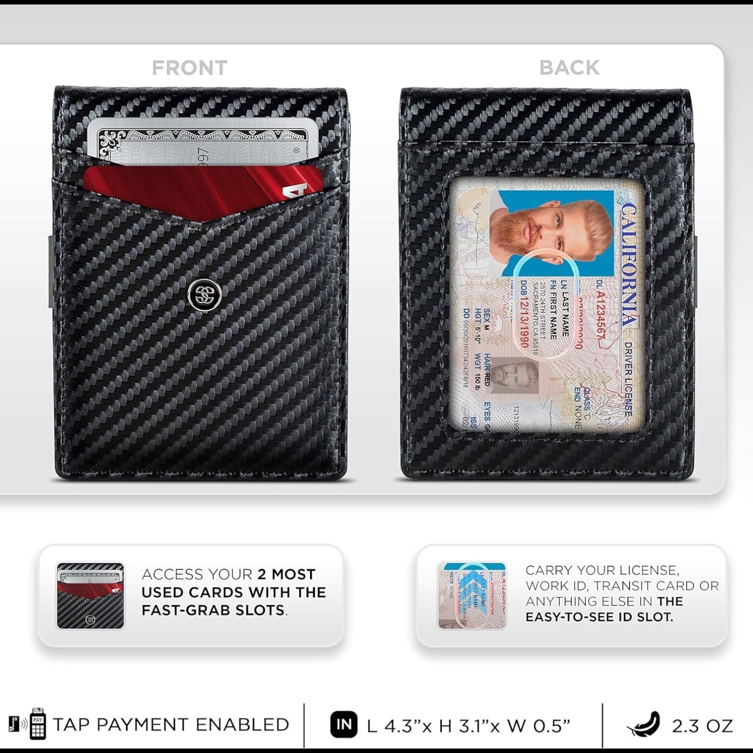 Slim Wallets for Men. Minimalist Bifold Wallet with Money Clip & ID Window. RFID Blocking Credit Card Holder Front Pocket Wallet, Gifts for Men - Husband Father on Birthday Anniversary.