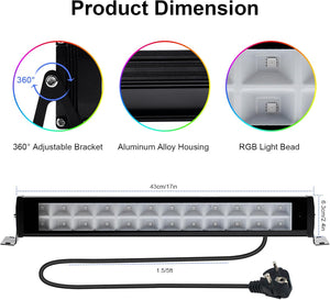 2 Pack 50W 2.4G Remote Control RGB Wall Washer Light, RGB Light Bar with Remote Control & APP Control, for Birthday Party, Garden Lighting, Wall Display, Hotel, Building, Commercial Lighting