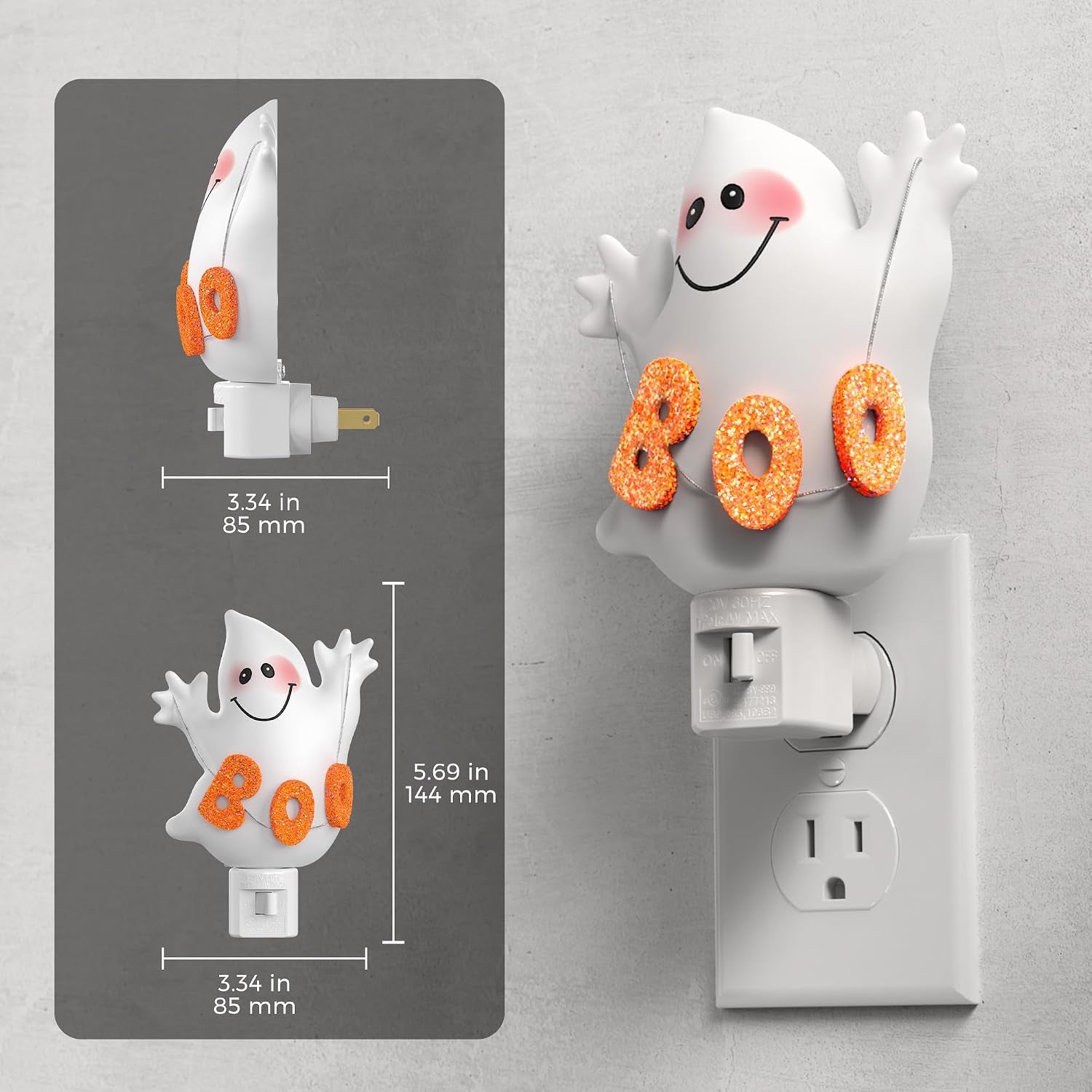 Halloween Night Light,Ghost Nightlight with UL,C7 Bulbs