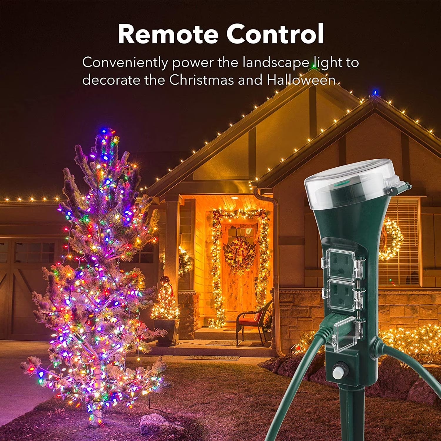 Outdoor Smart Plug Waterproof Wifi Outdoor Outlet Timer with 6 Grounded Outlets, Remote & Voice Control Heavy Duty Yard Stake Plug Compatible with Alexa and Google Assistant