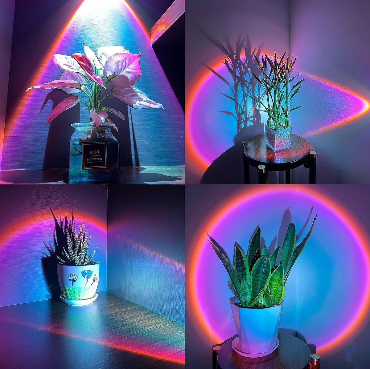 Sunset Lamp, Sunset Projection Light 180 Degree Rotation USB Sunset Glow Lamp Warm Romantic Visual Decorative Night Lights for Photo Video Vlog Backgroung Bedroom Home Indoor Party (Rainbow)