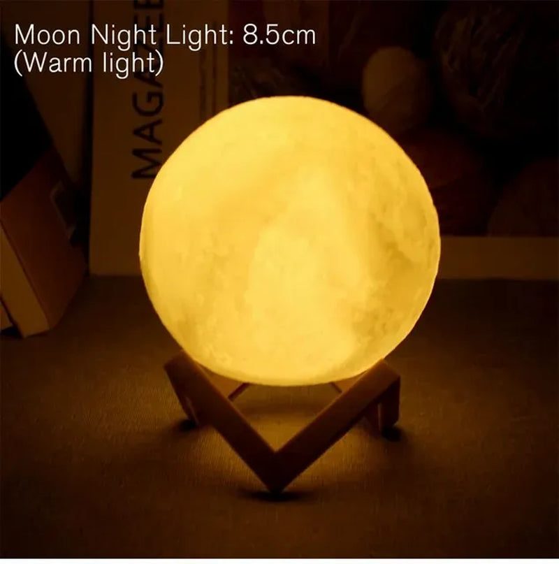 Enchanting 8cm Moon Lamp LED Night Light - Perfect Battery-Powered Starry Decor for Kids' Bedrooms and Holiday Gifts