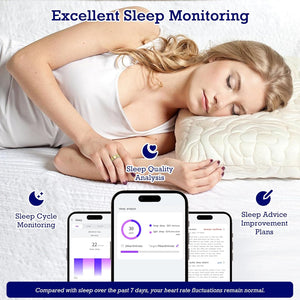 Smart Health Monitoring Ring with Sleep Tracking, Heart Rate Monitoring, Waterproof Fitness Features, Activity Tracking for Steps, Distance, and Calories, Air Gesture Control, Up to 7-Day Battery Life, Compatible with iOS and Android (Light Gold, Size #12)