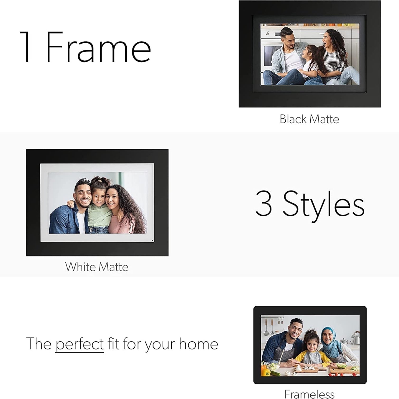 Photoshare 10” Wifi Digital Picture Frame, Send Pics from Phone to Frames, 8 GB, Holds 5,000+ Photos, HD Touchscreen, Black Wood Frame, Easy Setup, No Fees