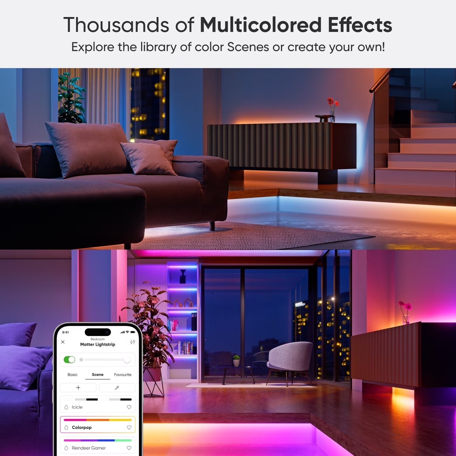 Essentials Matter LED Light Strip, RGBW, 16.4 Ft (1 Piece Strip Unit), Indoor Use