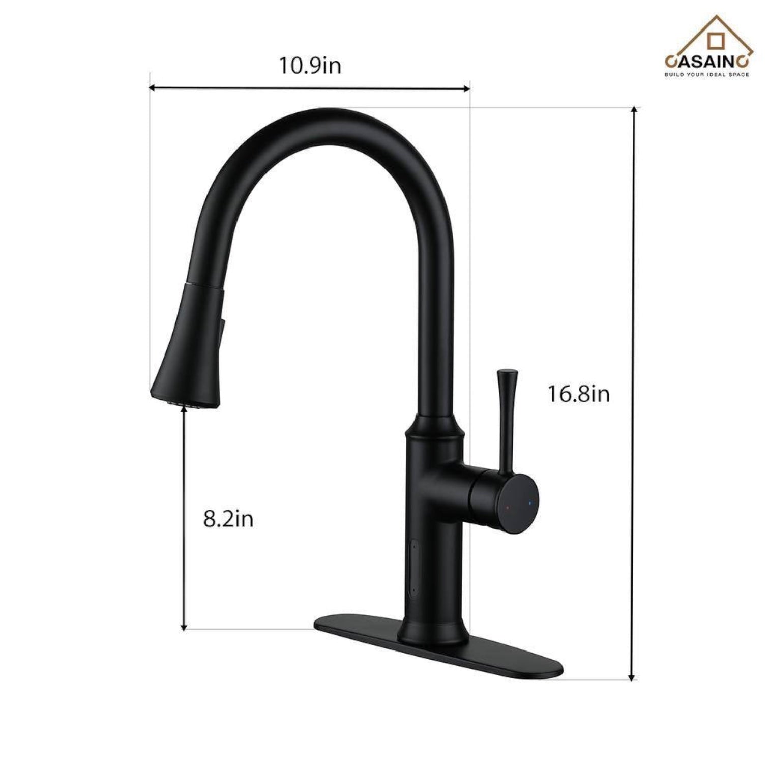 Single Handle Smart Touchless Pull-Down Sprayer Kitchen Faucet with Voice Control in Matte Black