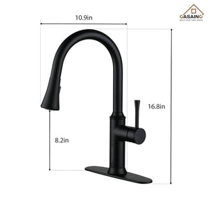 Single Handle Smart Touchless Pull-Down Sprayer Kitchen Faucet with Voice Control in Matte Black