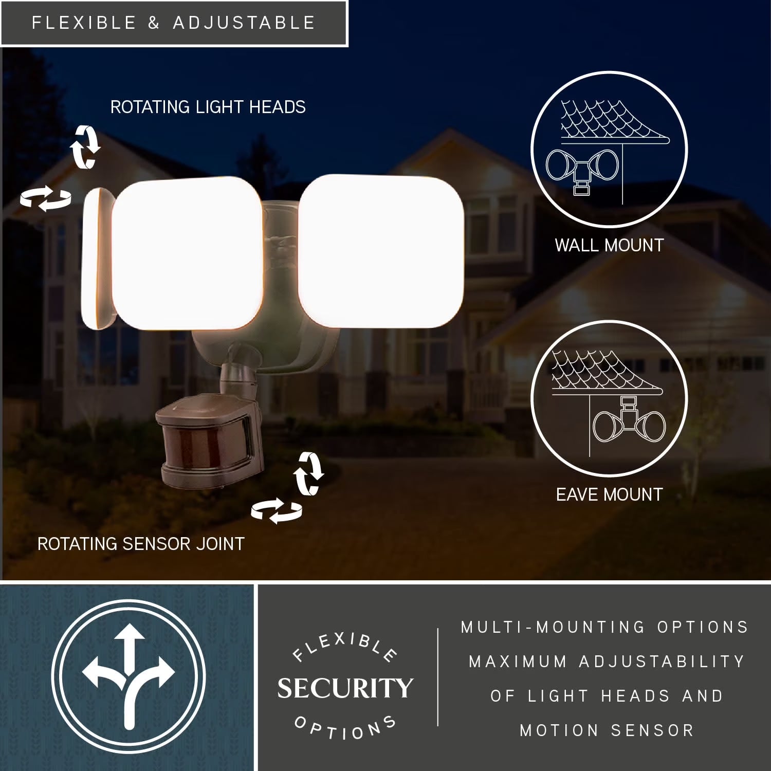 - Theta - 33W 3 LED Outdoor Motion Sensor Flood Light in Contemporary
