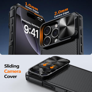 Magnetic for Iphone 16 Pro Max Case,[Compatible with Magsafe][Slide Camera Cover][Kickstand][Military Grade Protection] Shockproof Rugged Case for Iphone 16 Pro Max,Black