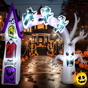 14FT Length X 10FT Tall Halloween Inflatable Arch with LED Lights