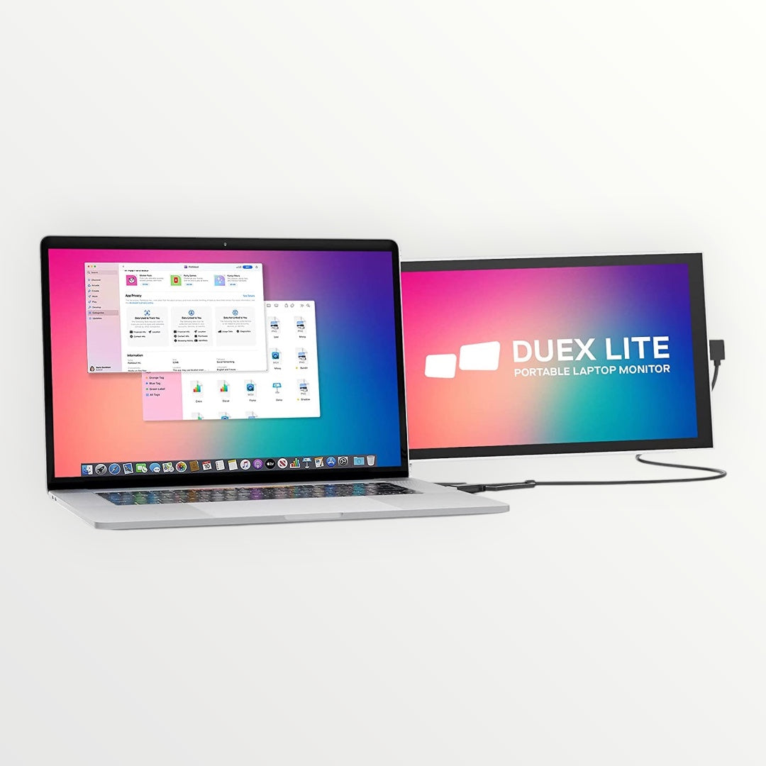 Lite Mobile Pixels Portable Monitor for Laptops 12.5" Full HD IPS Screen,Usb C Mobile Monitor Extender,Plug and Play,Any Laptops Compatible (White)