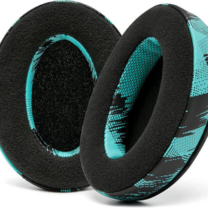 Padz Velour - the Ultimate Upgraded Earpads by Wicked Cushions - Compatible with Audio Technica, Hyperx, Steelseries Arctis - Extra Thick - Bigger Opening - Soft Memory Foam | (Speed Racer Cyan)