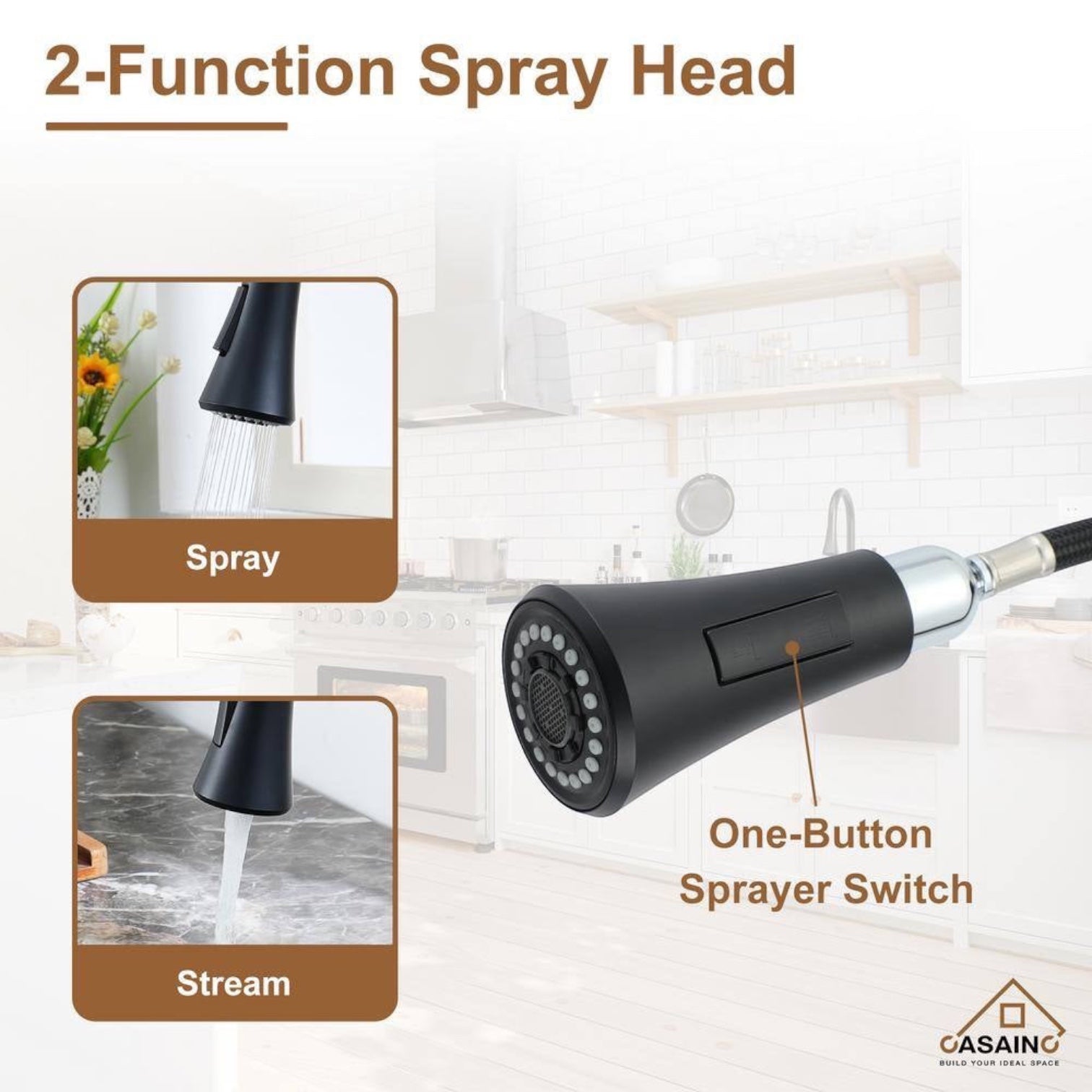 Single Handle Smart Touchless Pull-Down Sprayer Kitchen Faucet with Voice Control in Matte Black