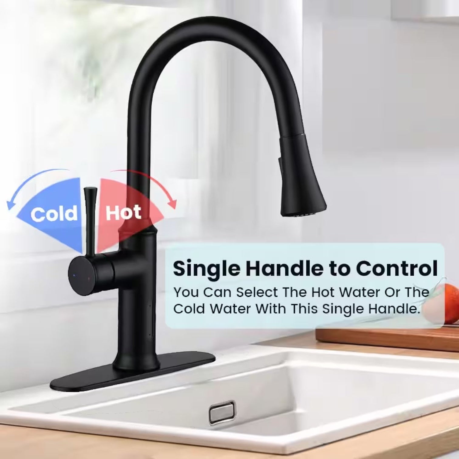 Single Handle Smart Touchless Pull-Down Sprayer Kitchen Faucet with Voice Control in Matte Black