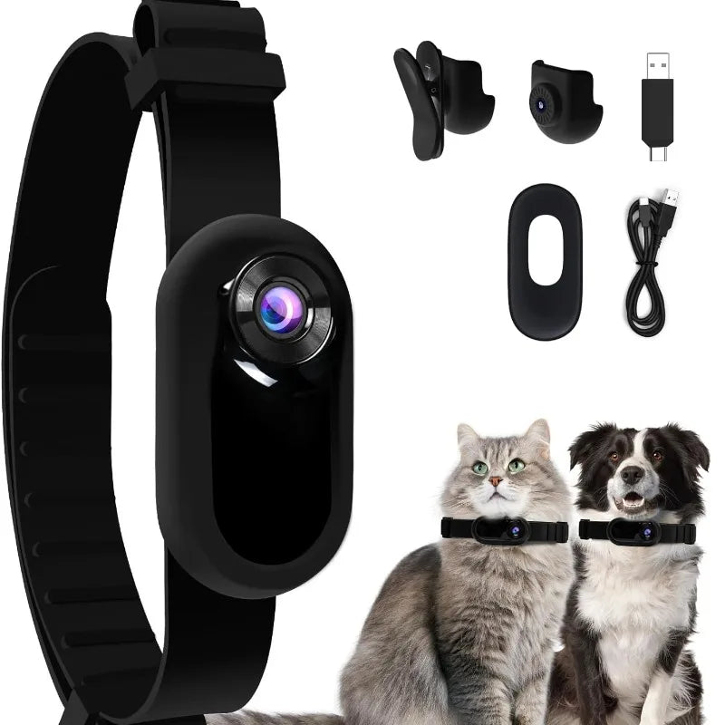 Experience Life Through Your Pet's Eyes with the HD 1080P Mini Action Cam Collar for Dogs & Cats - Wireless Tracking & Video Recording
