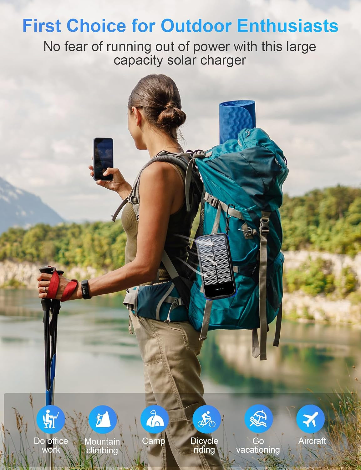 Solar Power Bank 40000Mah PD20W Fast Charging Portable Solar Charger