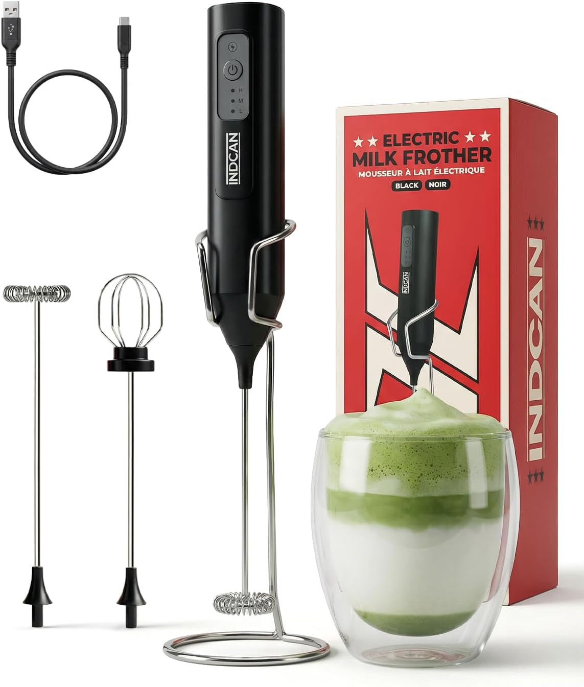 Rechargeable Milk Frother Handheld, Electric Coffee Frother Wand