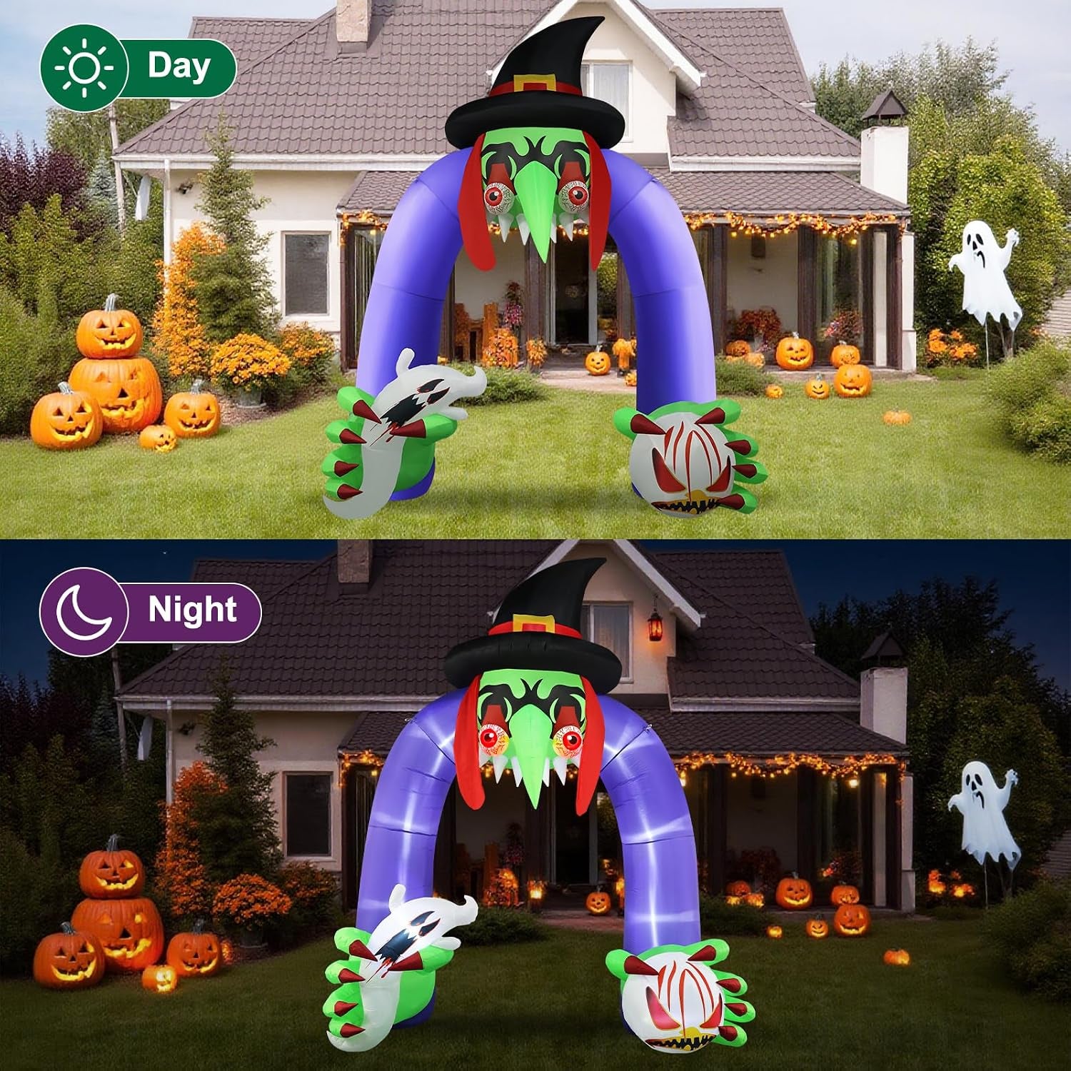 Halloween Inflatables Giant 11Ft Tall Creepy Witch Arch Outdoor Decorations