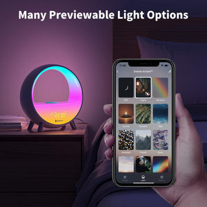 Arches Gradual Sunrise Alarm Clock with Wireless Charging, Sunset White Noise Sound Machine Loud Sunsire Alarm Clock for Heavy Sleepers Smart Ambient Lamp Sunrise App/Touch Control 2.4G Wifi