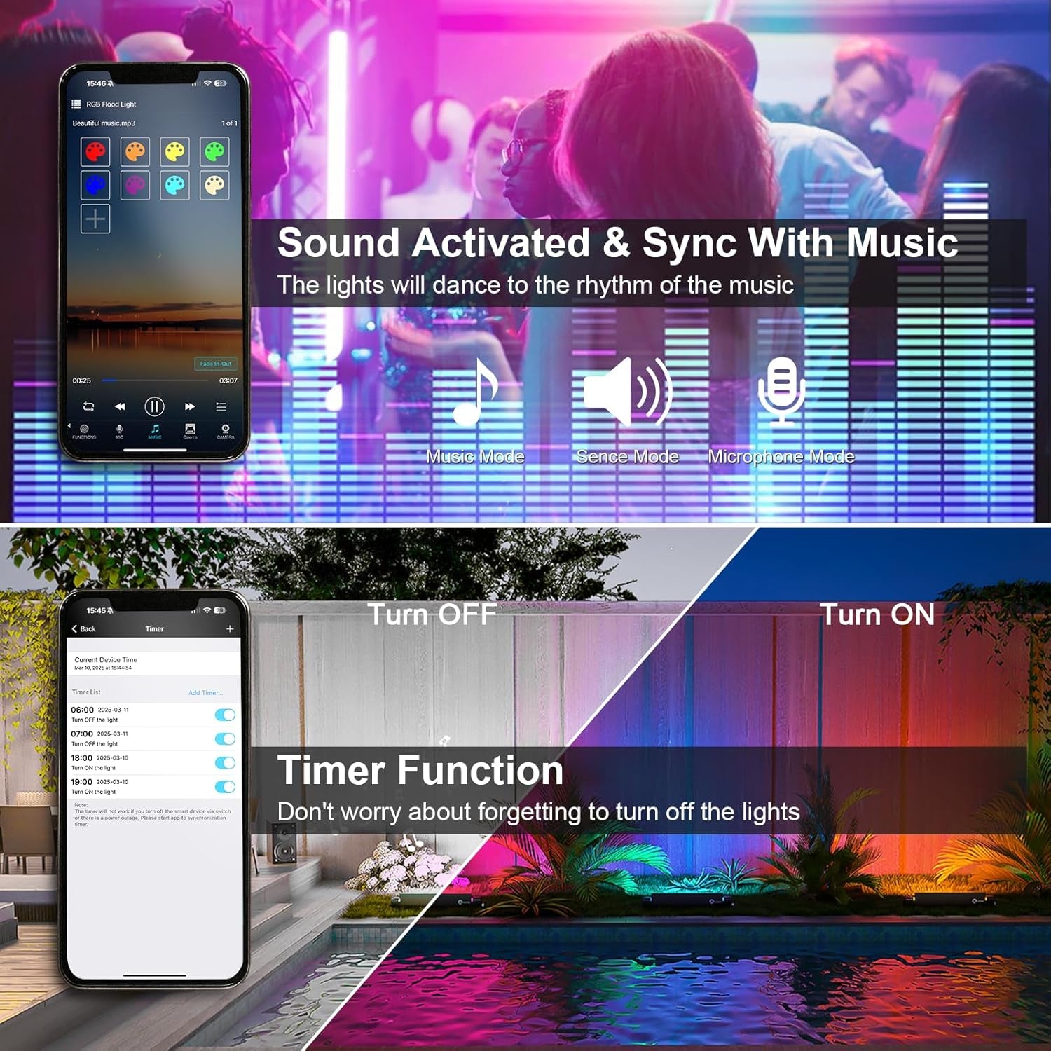 2 Pack 50W 2.4G Remote Control RGB Wall Washer Light, RGB Light Bar with Remote Control & APP Control, for Birthday Party, Garden Lighting, Wall Display, Hotel, Building, Commercial Lighting