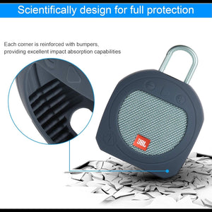 Protective Silicone Stand up Carrying Case for JBL Clip 3 Waterproof Portable Speaker(Blue)