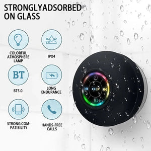 Mini Bluetooth Speaker Shower Subwoofer Waterproof Handsfree Loudspeaker with Suction Cup Mic for Bathroom Pool Beach Car Phone