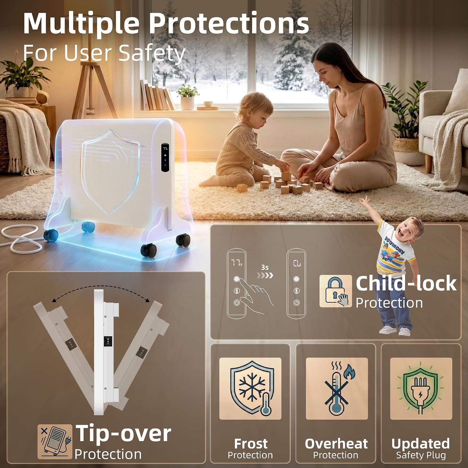 Wall Convection Space Heater Panel, Smart Wifi Heater for Indoor Use