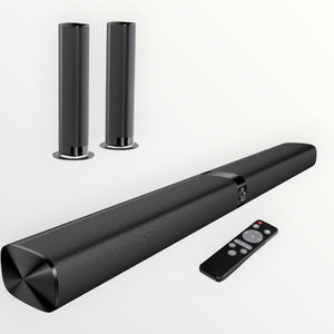 Sound Bar for TV, 2-In-1 Detachable Soundbar with Auto Volume Boost, TV Speakers with 3 EQ Modes, Bluetooth 5.3/Arc/Opt/Aux Connection for Pc/Gaming/Projectors