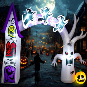14FT Length X 10FT Tall Halloween Inflatable Arch with LED Lights
