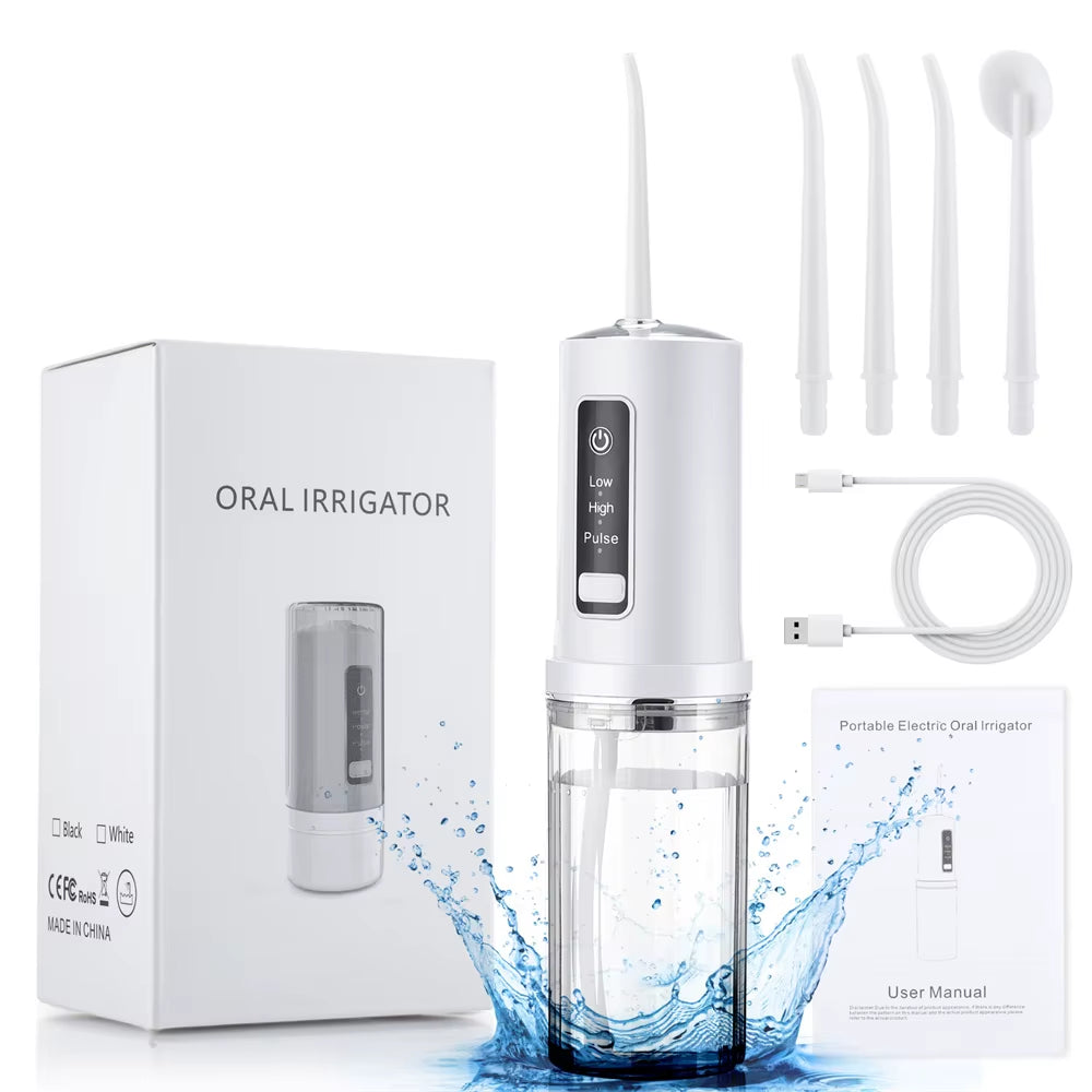Experience Ultimate Oral Care with the Youpin Electric Oral Irrigator - Portable, Waterproof Water Flosser with 4 Nozzles for a Fresh Smile!