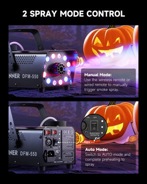 Halloween Fog Machines 600W, 3000 CFM, 13 Colors, 12 RGB LED Lights, Smoke Machine for Party Wedding