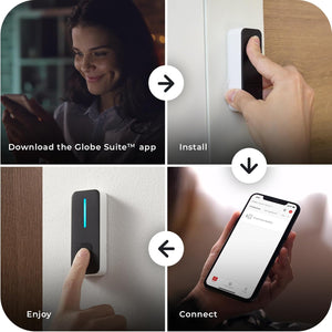 Wired Smart Doorbell Kit, White, Black, Plastic, Chime, Button, 2 Melodies, Muted Option, Notifications, No Hub Required, Wi-Fi