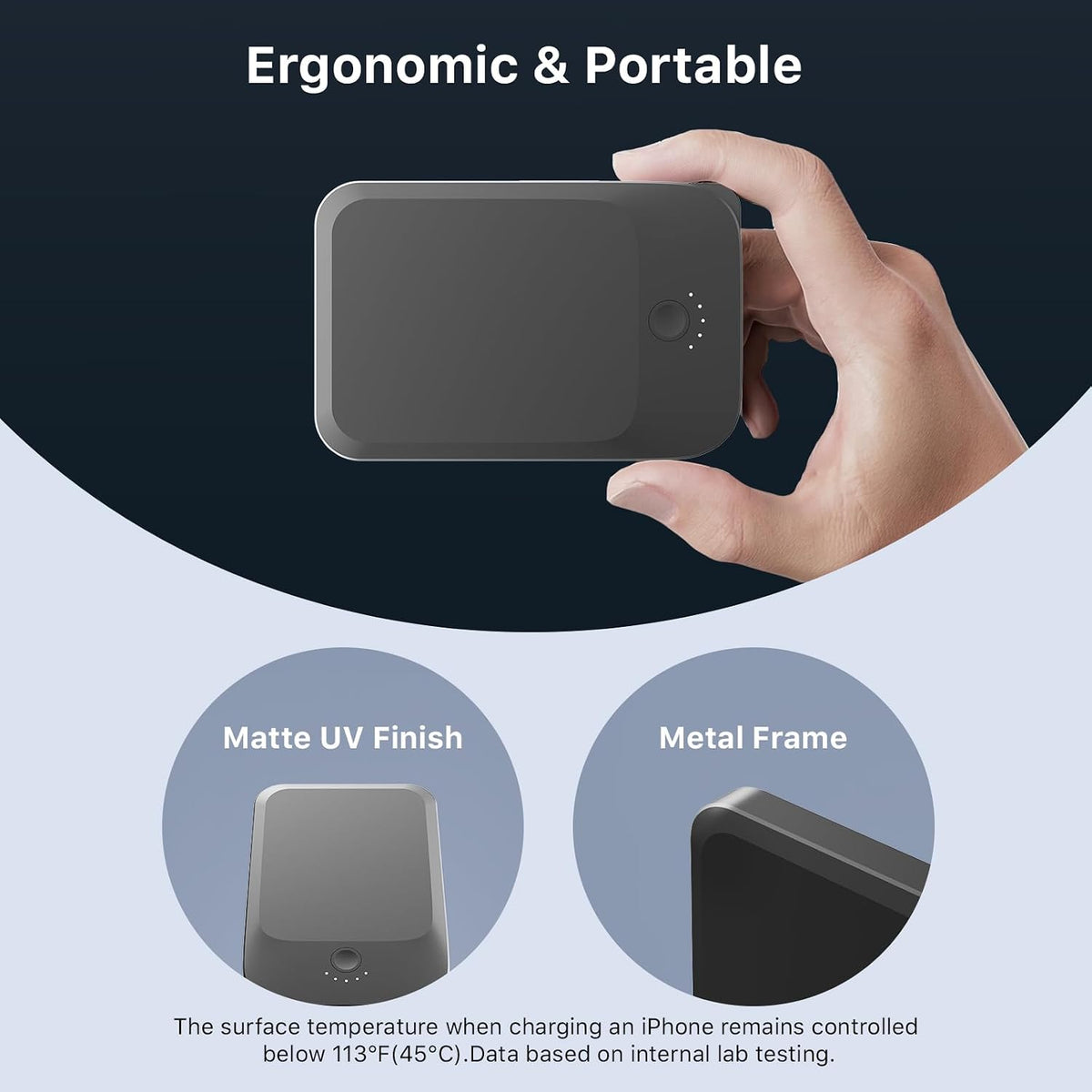 Slim Magnetic Power Bank 22.5W 5000Mah with Built-In Cable