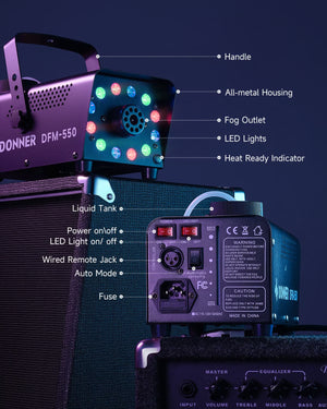 Halloween Fog Machines 600W, 3000 CFM, 13 Colors, 12 RGB LED Lights, Smoke Machine for Party Wedding