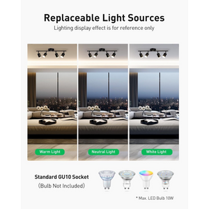 Bojim Flexible Led Track Lighting, 4-Light Black Track Lighting Fixtures Ceil...