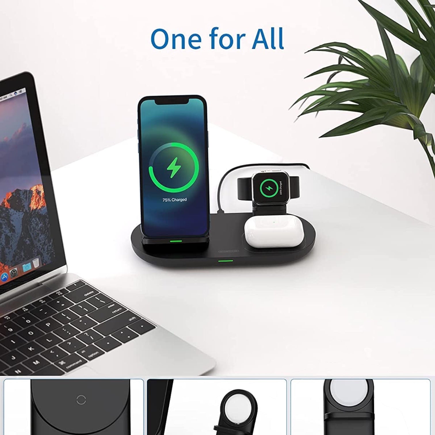 3 in 1 Wireless Charging Station for Apple Product, Wireless Charging Pad for Apple Watch, Airpods Pro/2, Wireless Charger Stand for Iphone 12/12 Pro/12 Pro Max/Se2(No Included Iwatch Cable)
