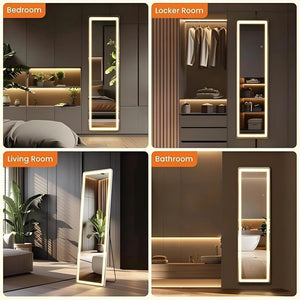 60" X 16" LED Full Length Mirror Floor Mirror Wall Mounted,White