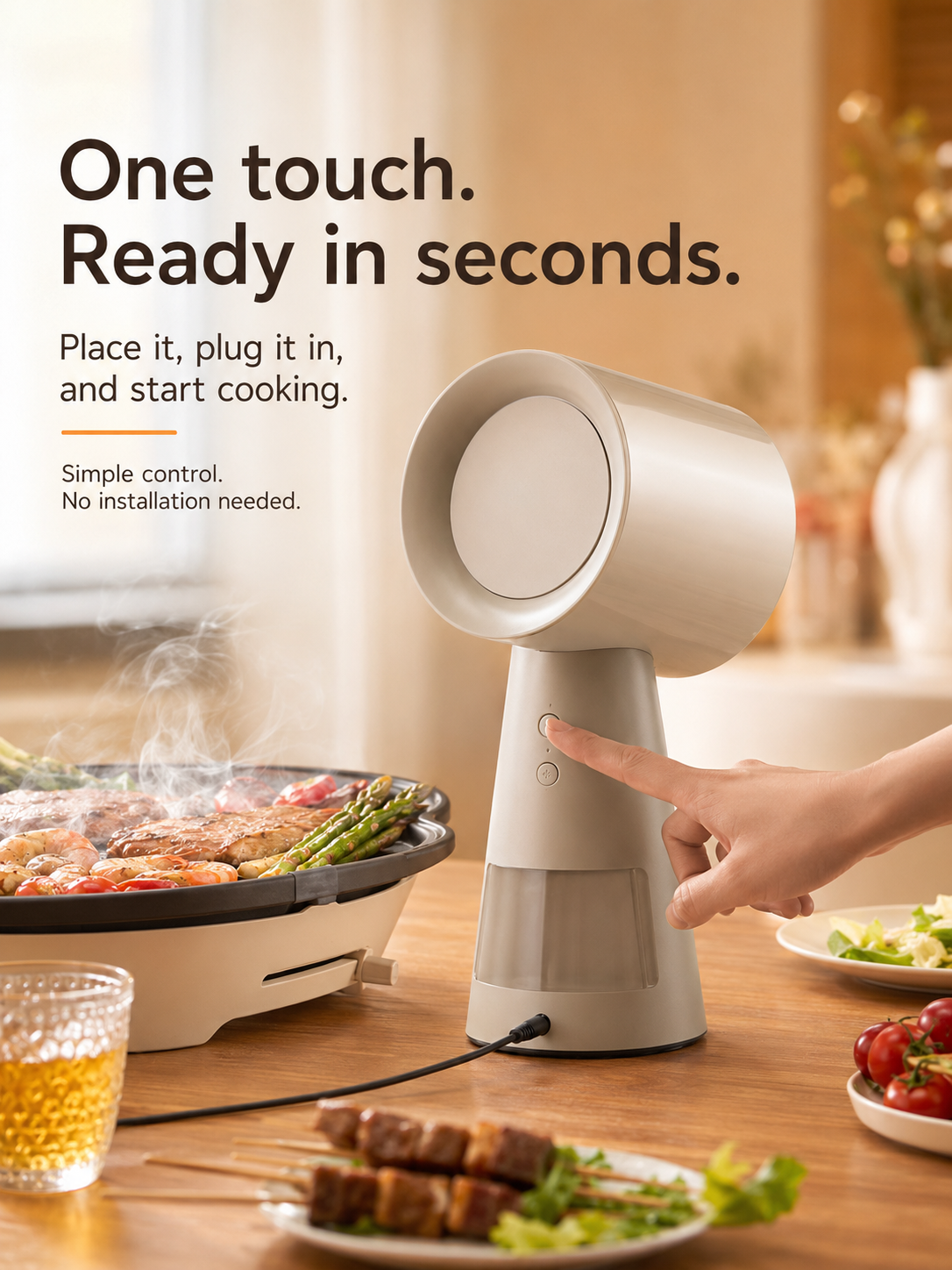 AirGuard Mini one-touch portable kitchen smoke and odor extractor