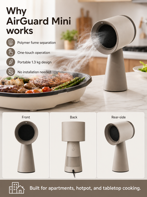 AirGuard Mini portable tabletop smoke extractor for everyday cooking