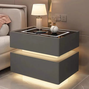 Contemporary Floating Smart Nightstand with Wireless Charging – Versatile Bedside Table for Bedrooms