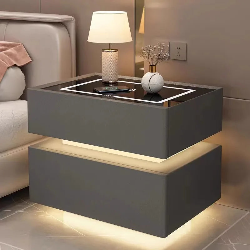 Contemporary Floating Smart Nightstand with Wireless Charging – Versatile Bedside Table for Bedrooms