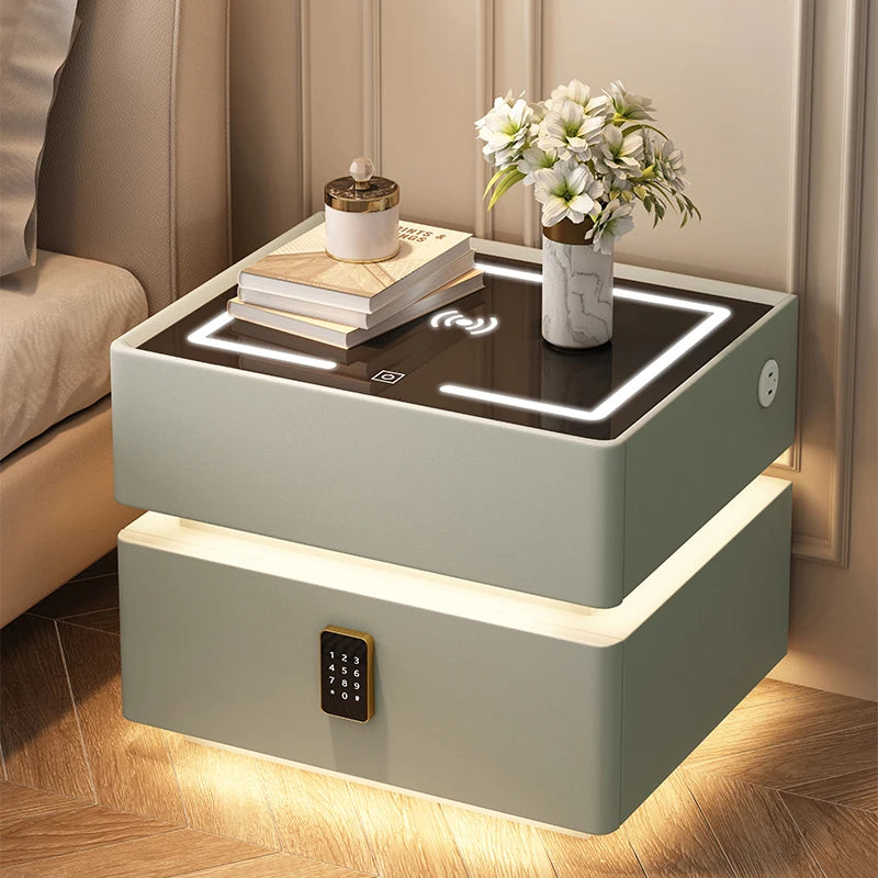 Contemporary Floating Smart Nightstand with Wireless Charging – Versatile Bedside Table for Bedrooms