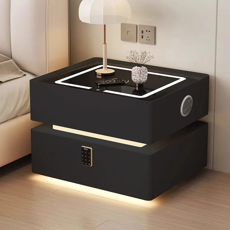 Contemporary Floating Smart Nightstand with Wireless Charging – Versatile Bedside Table for Bedrooms