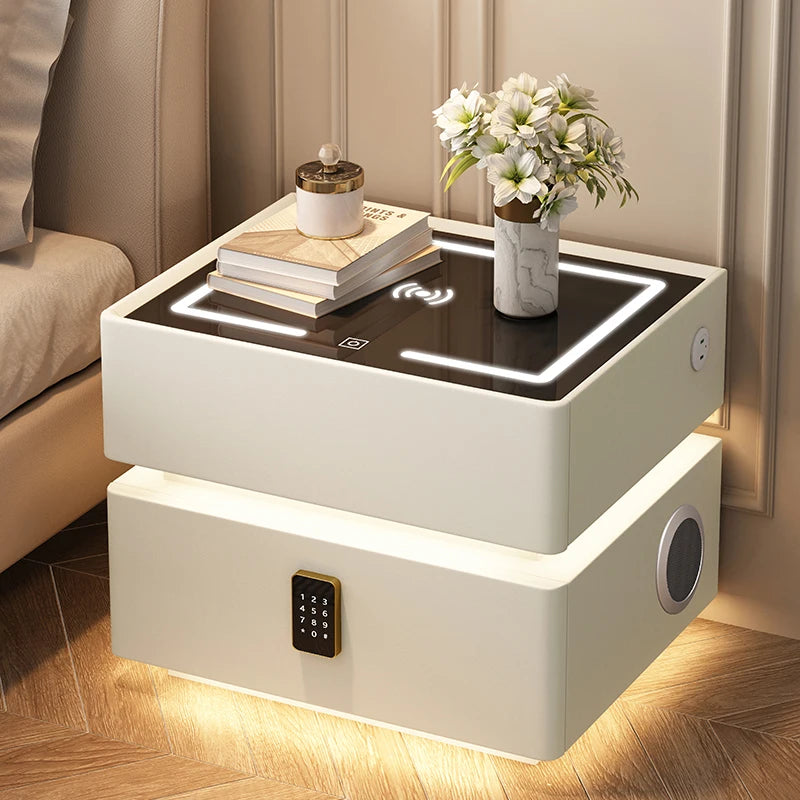 Contemporary Floating Smart Nightstand with Wireless Charging – Versatile Bedside Table for Bedrooms