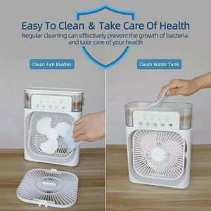 3 in 1 Fan Air Conditioner Household Mini Air Cooler LED Night Light Portable Humidifier Air Adjustment Fan Office Home