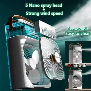 3 in 1 Fan Air Conditioner Household Mini Air Cooler LED Night Light Portable Humidifier Air Adjustment Fan Office Home