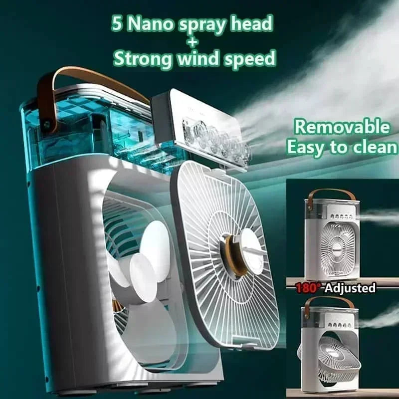 3 in 1 Fan Air Conditioner Household Mini Air Cooler LED Night Light Portable Humidifier Air Adjustment Fan Office Home