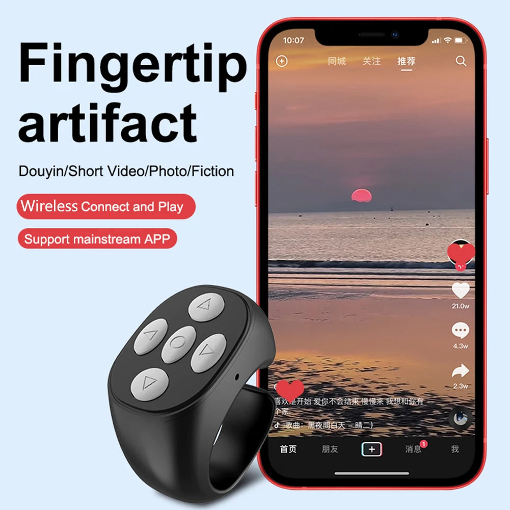 Wireless Bluetooth-Compatible Ring Browsing Smart Automatic Page Turner Portable Automatic Page Turner Browsing for Mobile Phone
