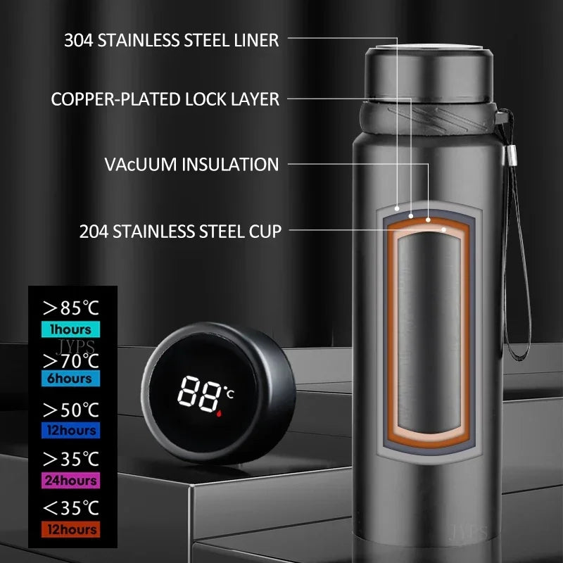1000ML Smart Thermos Bottle - Keep Your Drinks Hot or Cold with Intelligent Temperature Display