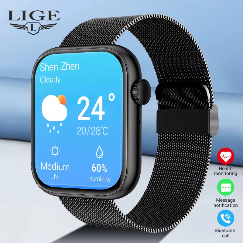 New Women Smart Watch 1.85 Full Touch Bluetooth Call Smart Wristwatch Body Temperature Watch Sports Bracelet Men Smartwatch
